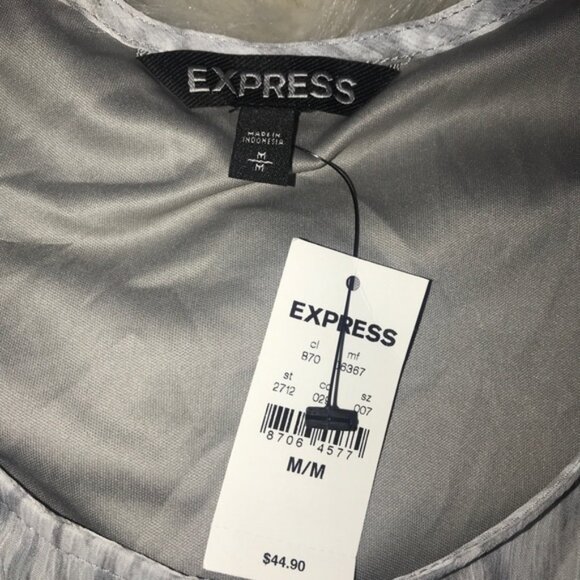 Express gray white ruffle tank top size M‎ NWT - Picture 3 of 5